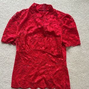 Elegant Red Lace Top -Laura Byrnes